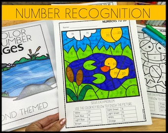 Number Recognition to 20 Color By Number Math Worksheets, Kindergarten Coloring Pages, PreK Teacher Printables