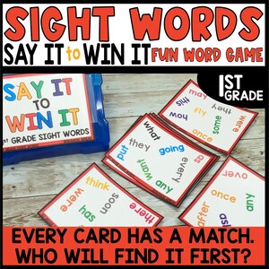 Jeu de mots Sight Words, jeux Dites le pour gagner, jeu de cartes de mots assortis, soirée jeux en famille, jeu de mots Sight Words