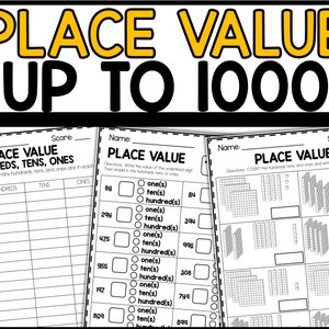 Place Value to 1000 Worksheets, Printable Activity Book, Homeschool Activities, Elementary Math Practice Pages