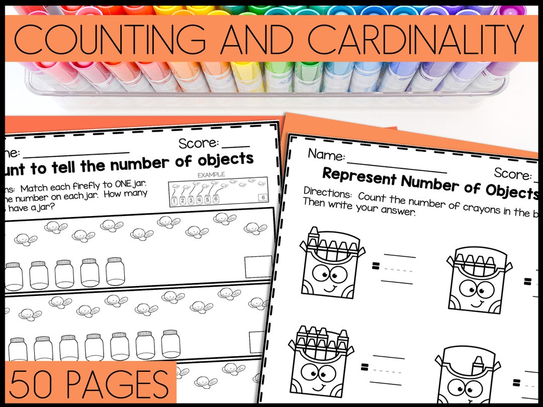 Counting and Cardinality Worksheets, Kindergarten Math, Homeschool