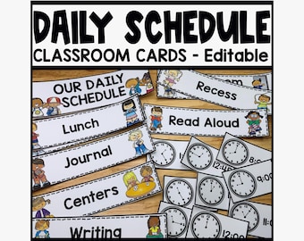 EDITABLE Classroom Daily Schedule Cards, Back to School Decor, Daily Visual Schedule, Management