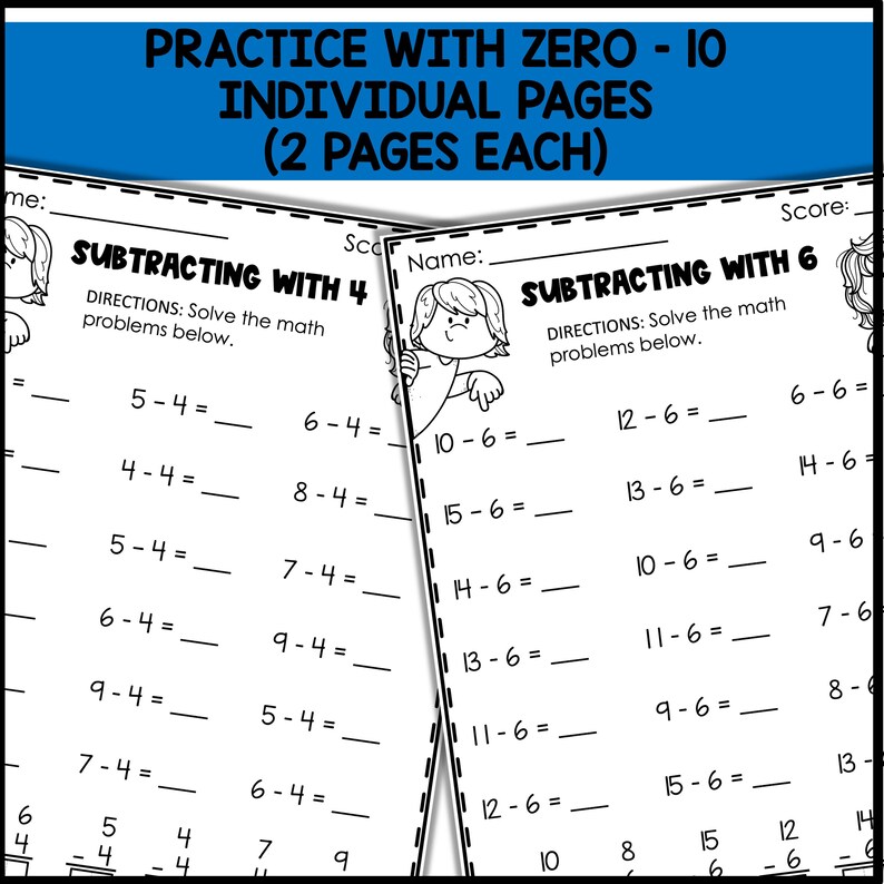 Subtraction 1st Grade Math Worksheets, Printable Activity Book ...