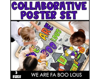 Halloween Collaborative Poster for Elementary Students, Door Poster, Halloween Bulletin Board Display, Classroom Posters Printable