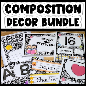 Composition Notebook Classroom Decor Set Colorful Bright Colors Classroom Decor Classroom Theme for Back to School Bundle