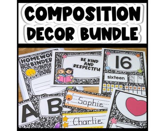 Composition Notebook Classroom Decor Bundle: K-2 Teacher Printables Digital Download