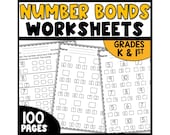 Number Bonds Math Worksheets: Missing Addends, Addition & Subtraction (Printable)