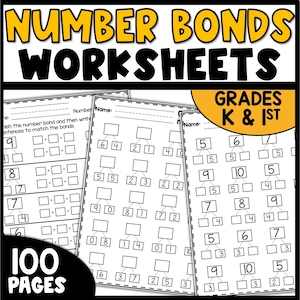 Number Bonds Math Worksheets: Missing Addends, Addition & Subtraction (Printable)