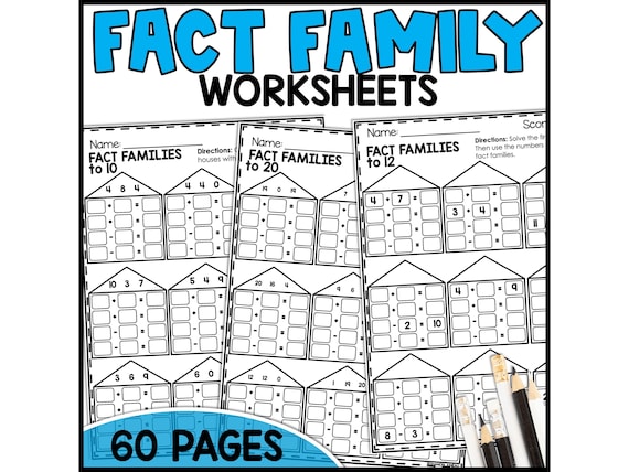 Fact Family Math Worksheets: Printable Activity Book (Digital Download)