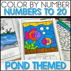 Number Recognition to 20 Color By Number Math Worksheets, Kindergarten Coloring Pages, PreK Teacher Printables