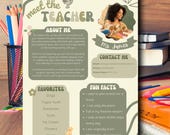 Meet the Teacher Template • Earthy Teacher Introduction Printable (Digital Download)