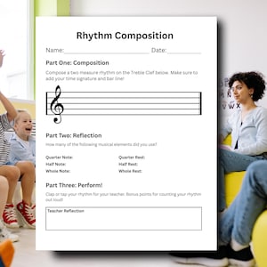 Elementary Music Rhythm Composition Worksheet | Music Theory PDF (Canva)