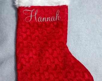 Personalised red Christmas stocking