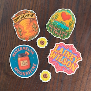 Lainey Wilson Sticker Bundle | Country Music Stickers | Western Aesthetic Vinyl Decal | Laptop, Kindle, Water Bottle Sticker | Country Gift
