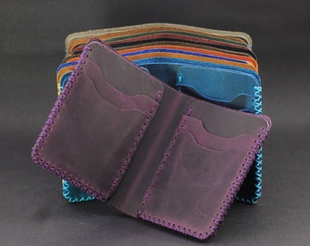 Handmade Bifold Leather Wallet, Personalized Leather Wallet, Minimalist Wallet, Anniversary Gift, Groomsmen Gift,Valentines Day Gift for Him