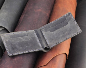 Personalized Leather Wallet, Handmade Bifold Leather Wallet, Minimalist Wallet, Slim Wallet, Groomsmen Gift,Valentines Day Gift for Him
