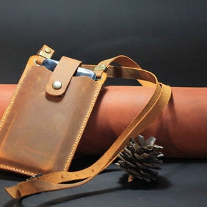 Bolso de cuero para teléfono crossbody, bolso de cuero personalizado para teléfono, bolso pequeño para teléfono con correa y billetera para tarjetas, regalo para el día de San Valentín