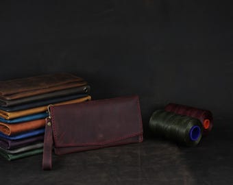 Cartera de cuero para mujer, Cartera de cuero personalizada, Regalo para ella, Cartera hecha a mano, Cartera de cuero, Cartera grabada, Regalo para esposa