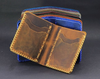 Handmade Bifold Leather Wallet, Personalized Leather Wallet, Minimalist Wallet, Anniversary Gift, Groomsmen Gift,Valentines Day Gift for Him