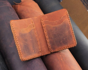 Handmade Bifold Leather Wallet, Personalized Leather Wallet, Minimalist Wallet, Anniversary Gift, Groomsmen Gift,Valentines Day Gift for Him