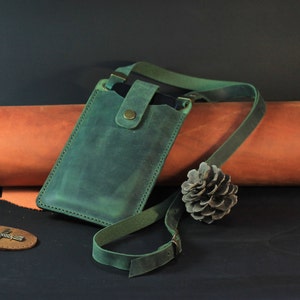 Sac à bandoulière en cuir pour téléphone, sac pour téléphone en cuir personnalisé, petit sac pour téléphone avec bandoulière et porte-cartes, cadeau pour la Saint-Valentin