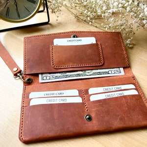 Cartera de cuero para mujer, Cartera de cuero personalizada, Regalo para ella, Cartera hecha a mano, Cartera de cuero, Cartera grabada, Regalo para esposa