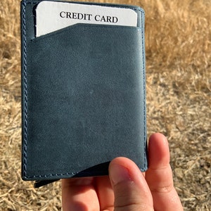 Cartera de cuero minimalista, Cartera de tarjeta de crédito emergente, Cartera de cuero, Cartera de cuero delgada, Cartera unisex