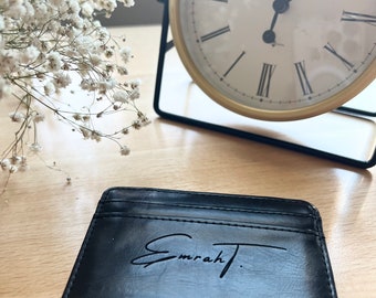 Minimalist Leather Wallet, Slim Card holder, Personalized Card Holder, Fathers Day Gift, Magic Wallet, Flip Wallet, Gift for Him, Dad, Son