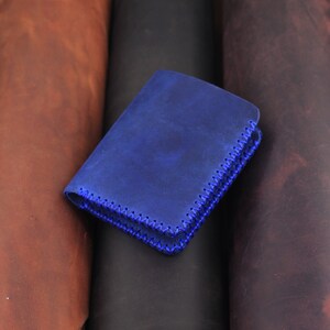 Cartera de cuero plegable hecha a mano, cartera de cuero personalizada, cartera minimalista, regalo de aniversario, regalo para padrinos de boda, regalo de San Valentín para él