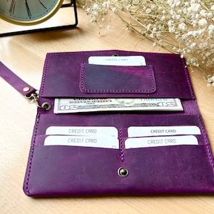 Cartera de cuero para mujer, Cartera de cuero personalizada, Regalo para ella, Cartera artesanal, Cartera de cuero, Cartera grabada, Regalo para esposa
