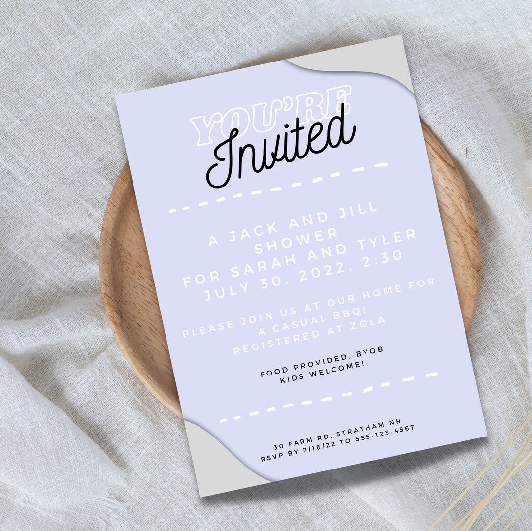 Jack and Jill Shower Invitation, Digital Download, Editable 5x7 Invite
