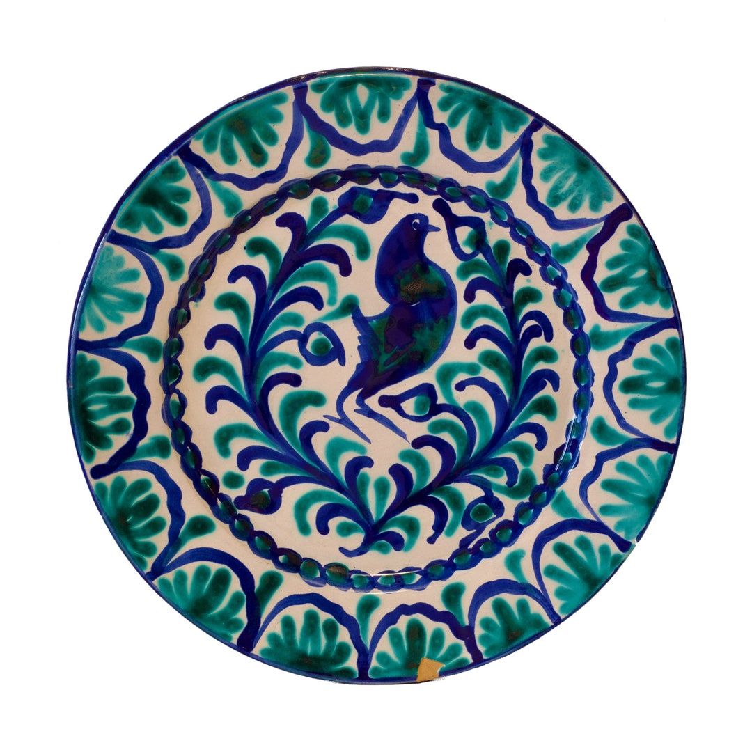 Antique Fajalauza Ceramic Plate From Granada, Spain / Vintage