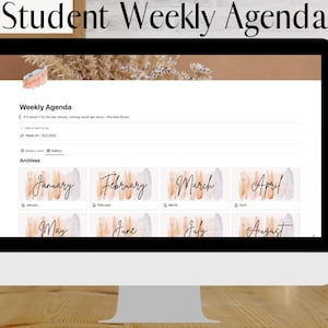Aesthetic Notion Template Weekly Agenda for Students