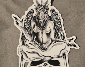 Baphomet Illustrative Dark Satanic Demon Sticker