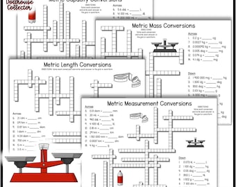 Crucigramas de conversión de medidas métricas: 5.º y 6.º grado (descarga digital)