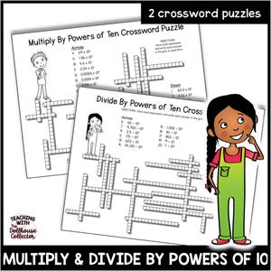 Math Crossword Puzzles | Multiply and Divide by Powers of Ten | Math Centers | 5th Grade | 6th Grade | Multiplication | Division