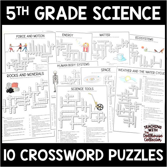 Science crossword puzzles | 5th grade science vocabulary - etsy