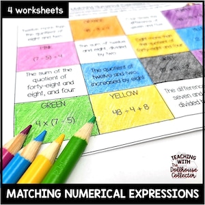 Numerical Expressions Math Worksheets for 5th Grade Math