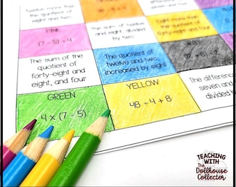 Hojas de trabajo de matemáticas de expresiones numéricas para quinto grado