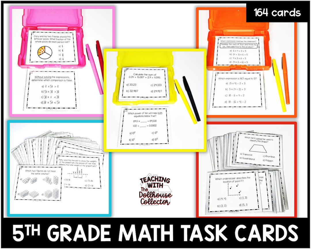 5th Grade Math Task Cards | Math Centers | Math Test Review | Math ...