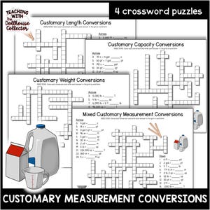 Math Crossword Puzzles | CUSTOMARY MEASUREMENT CONVERSIONS | Math Centers | 5th Grade | 6th Grade