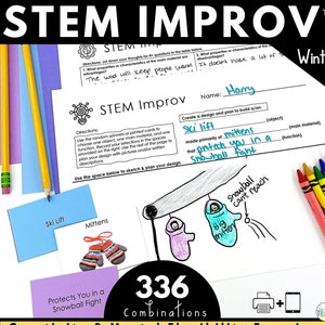 Winter or Christmas STEM Activity Download | Stem IMPROV | Homeschool | Printables | Homeschool Stem | Stem Kids | Stem Activity Cards
