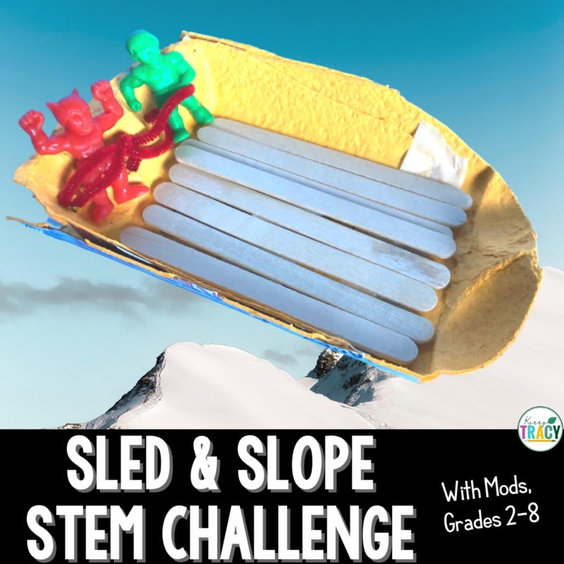 Winter or Christmas STEM Challenge Activity Download Sled & Slope Stem Homeschool STEM Activities STEAM Stem Kids Stem for home image 1
