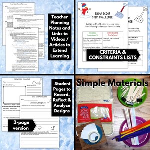 Winter or Christmas STEM Challenge Activity Download Snow Scoop Homeschool STEM Activities STEAM Stem Kids Stem for home image 2