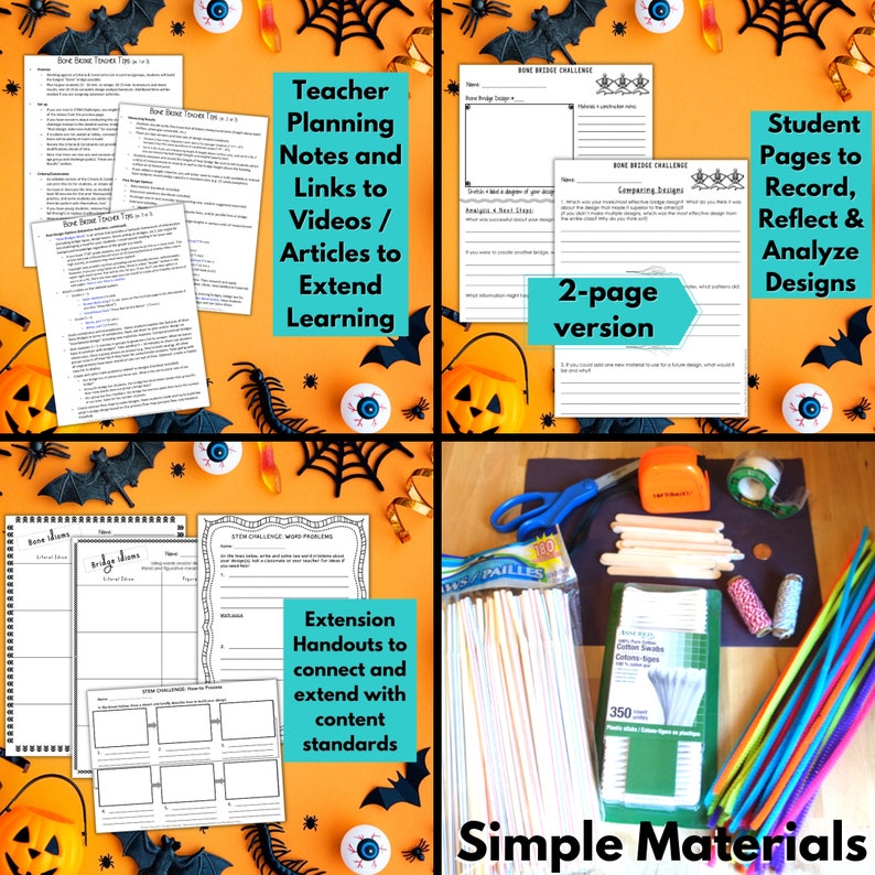 Bone Bridge® Halloween STEM Challenge Activity Download Homeschool Science Activity image 10