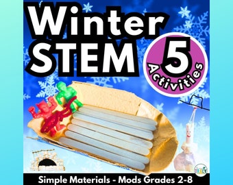 5 Christmas or Winter STEM Challenge Activity Downloads | Winter STEM Activities | Homeschool | Stem Challenges | STEAM | December Stem