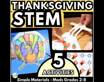 5 Thanksgiving STEM Challenge Activities: Grades 2-8 (Digital Download)
