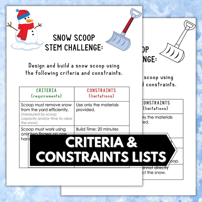 Winter or Christmas STEM Challenge Activity Download Snow Scoop Homeschool STEM Activities STEAM Stem Kids Stem for home image 4
