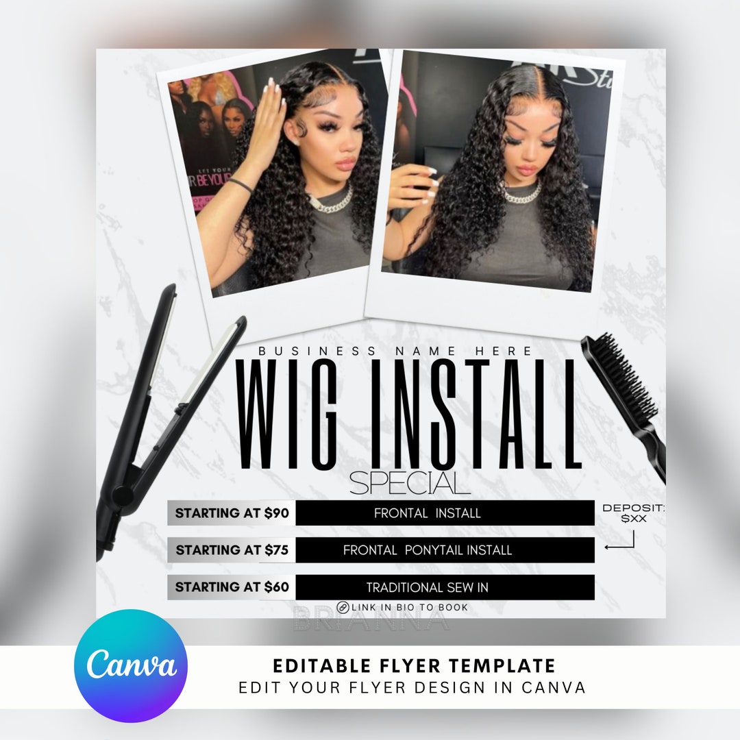 Wig Install Specials Template, Social Media Templates, Ponytails