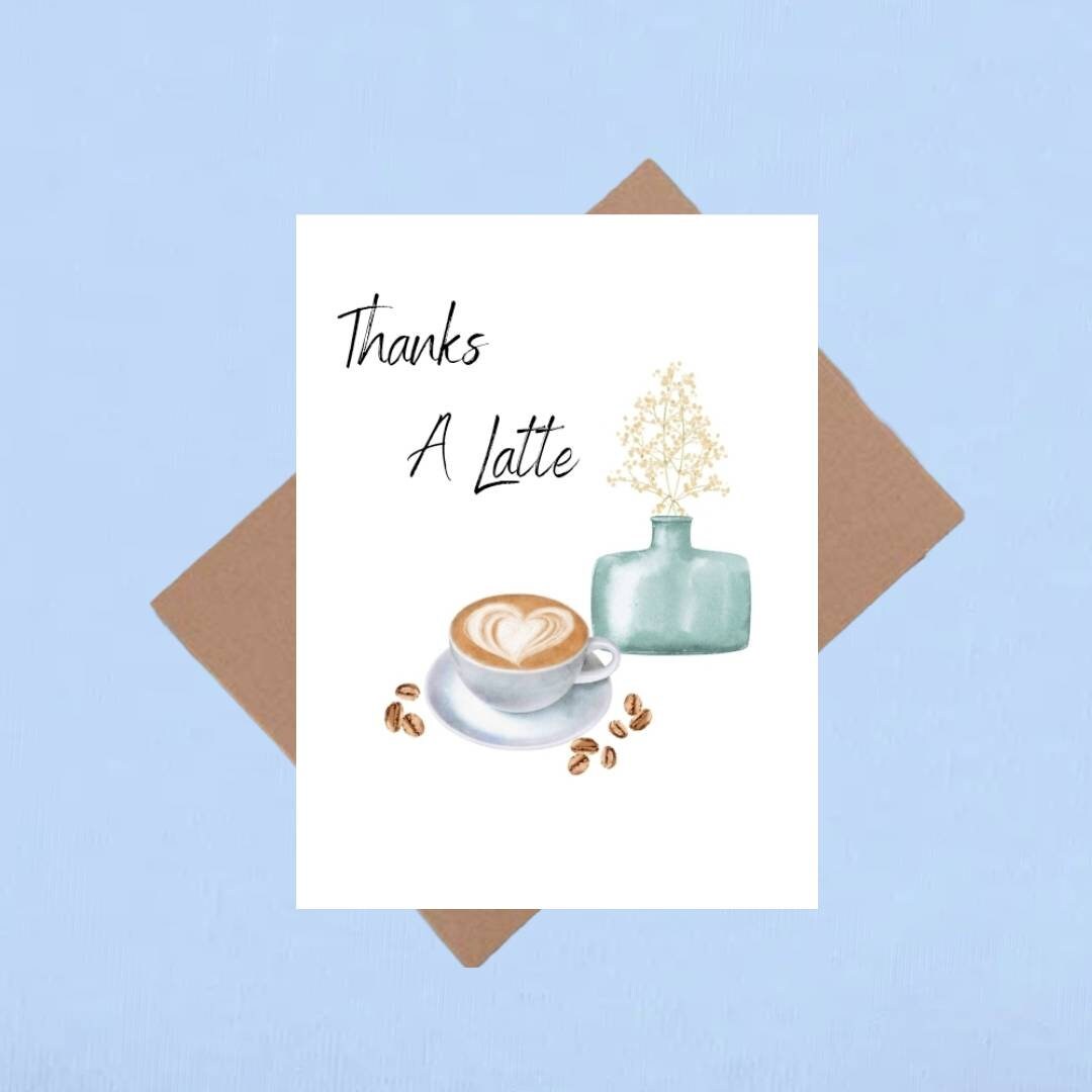 Thanks A Latte Thank You Cardthank You Card Setthank You Card 5 Pack