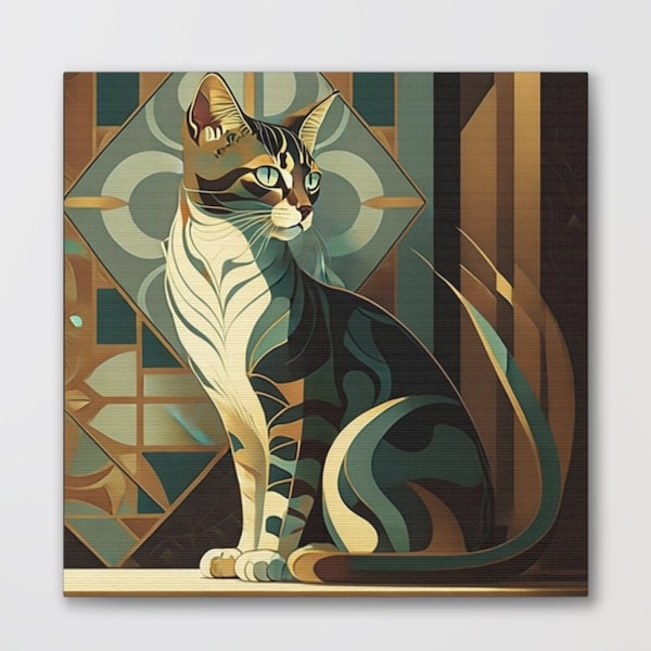 Art Deco Cat Etsy